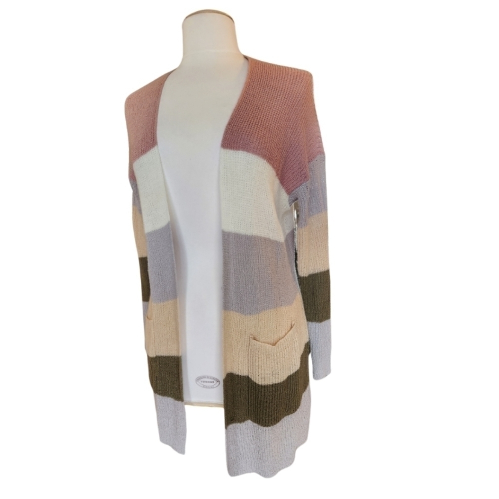 Staccato Striped Knitted Color Block Cardigan - Picture 4 of 4